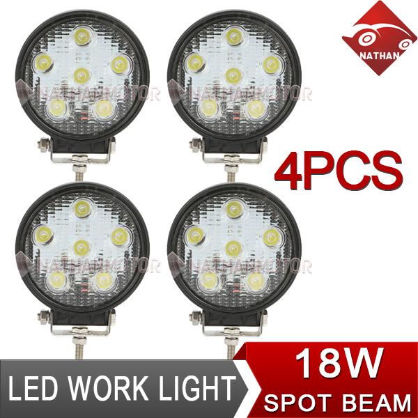 4pcs 18w led work light offroad awd 4wd atv utb jeep spot driving lamp 12v 24v