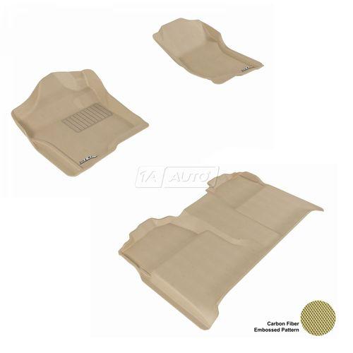 Custom fit floor liner tan front rear set for 07-13 chevy gmc truck crew cab