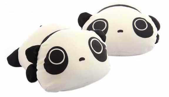 Pair of white black panda cushion pillow auto car waist pillow