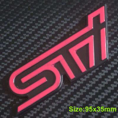3d red sti car badge emblem decal sticker self-adhesive 95x35mm
