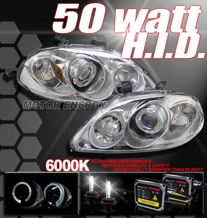 96-98 honda civic jdm projector headlight+50w 6000k hid