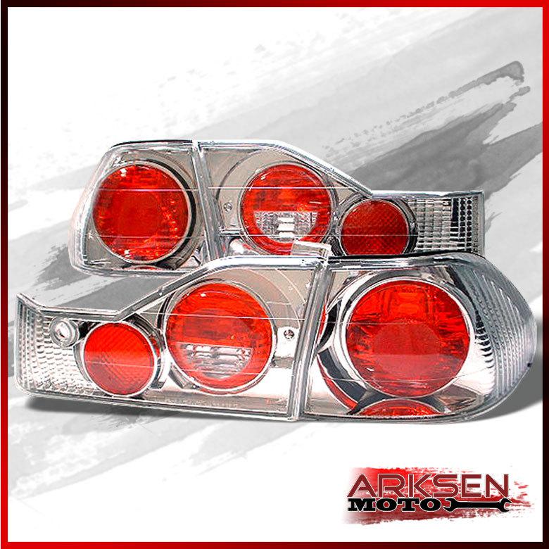 98-00 accord 4dr sedan chrome tail brake lights lamps 4pcs set pair left+right