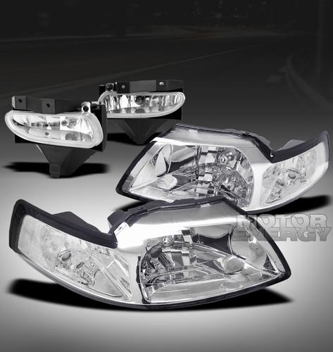 1999-2004 ford mustang crystal head lights+bumper fog lamp 2000 2001 2002 2003