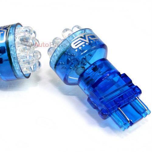 2 x 3157 blue 12- led bulbs tail stop brake reverse marker lights turn signal