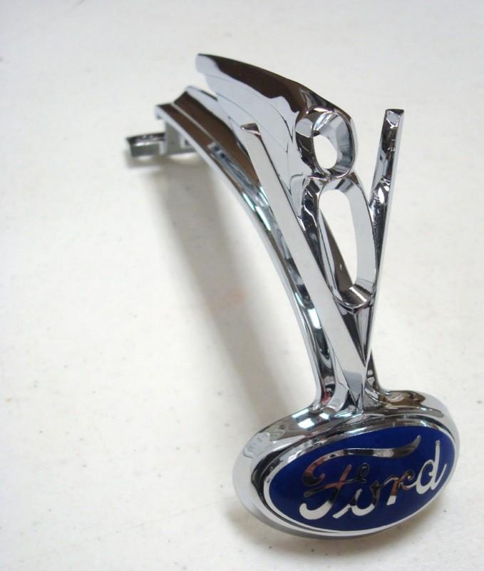 1935 ford grille shell hood ornament chrome + emblem