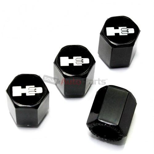 4 hummer h3 silver logo black abs tire/wheel pressure air stem valve caps covers