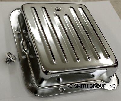 Ford c4 chrome transmission pan w/drain plug