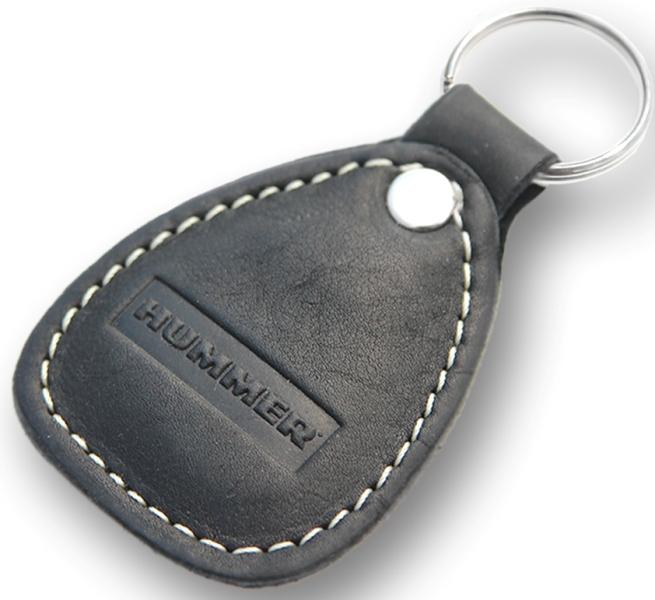 New leather black / white keychain car logo hummer auto emblem keyring