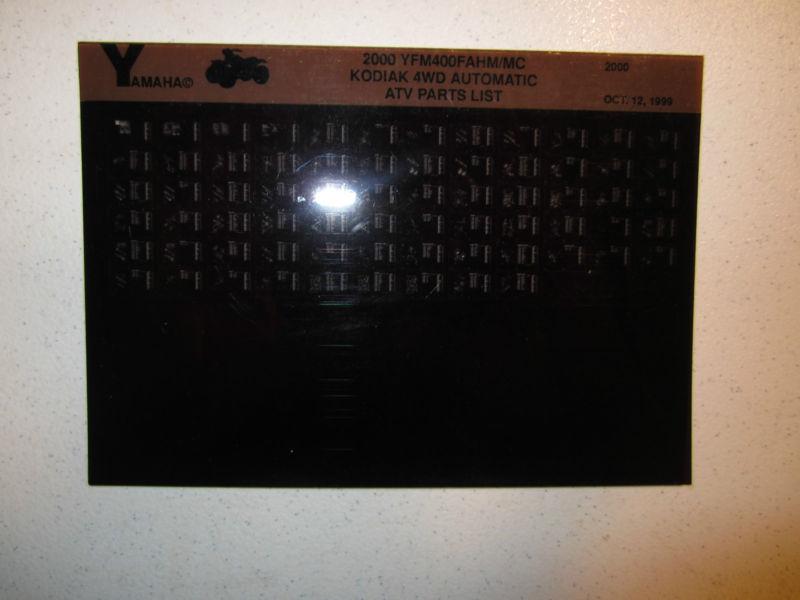 2002 yamaha atv yfm400fahm mc kodiak 4wd automatic microfiche parts catalog 