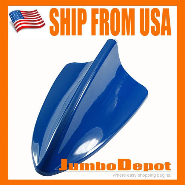 Us 1pcs blue shark fin roof top mount aerial antenna base mast universal hot