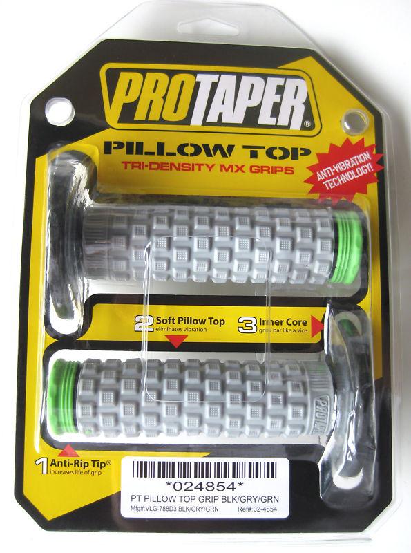 Pro taper protaper pillow top mx grips grey / green kx kxf klx 125 250 450 new