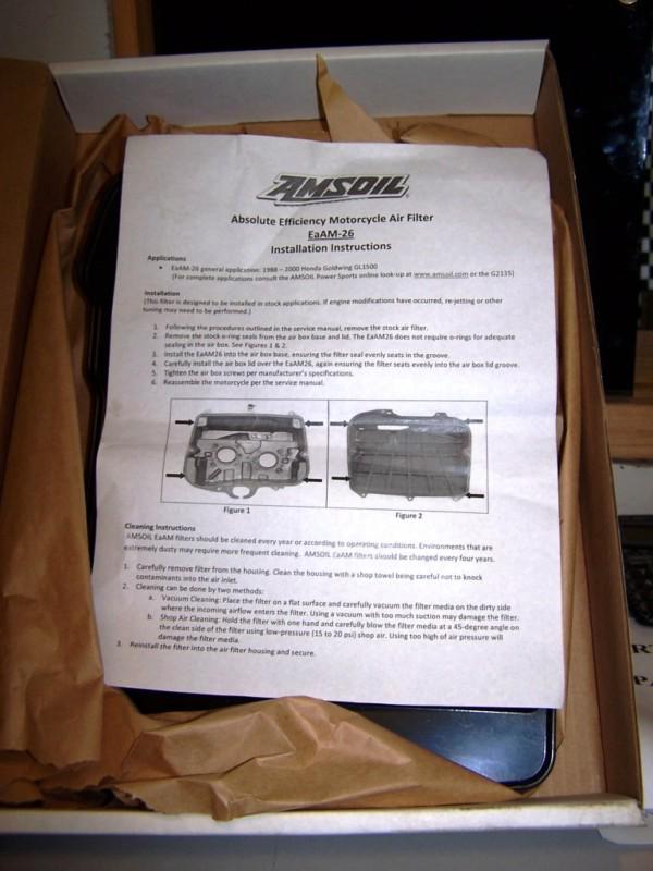 Amsoil air filter for 1500 goldwing