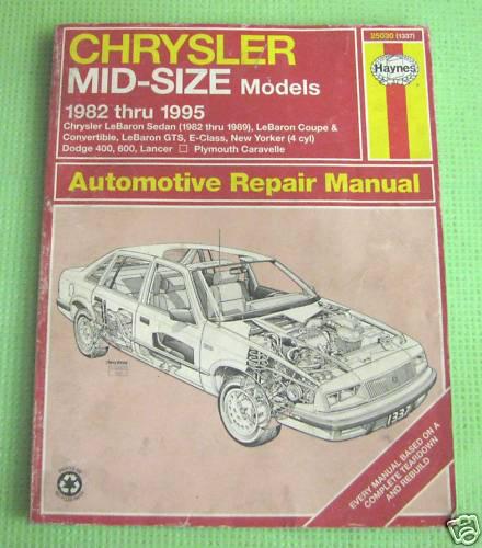 Haynes repair manual 82-95 chrysler mid-size cars – new