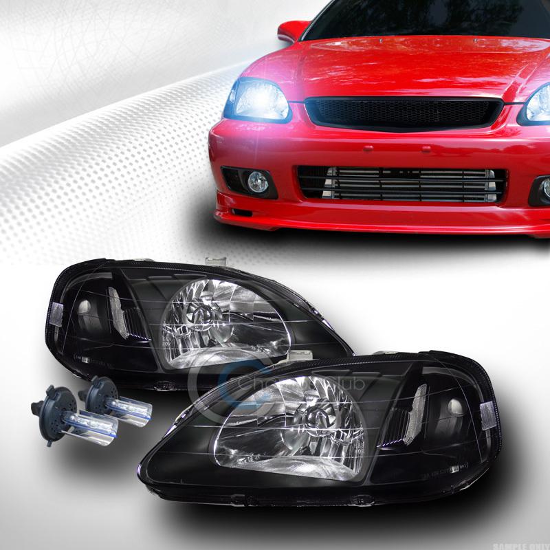 8000k hid xenon black crystal head lights signal lamps dy 99-00 honda civic ek9