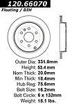 Centric parts 120.66070 rear premium rotor