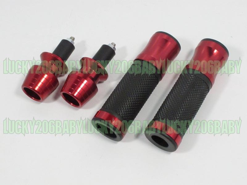 Motorcycle chrome hand grips 7/8” 22mm barends bar ends red