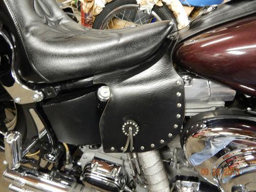 Leather seat trim frame cover harley softail air deflector trim heirtage fatboy