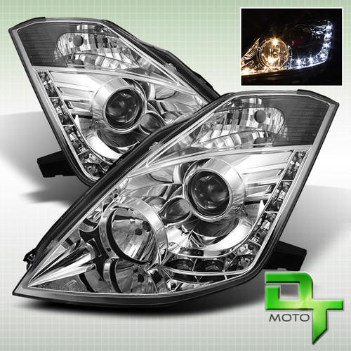 2003-2005 nissan 350z chrome projector headlights+drl led day time running lamps