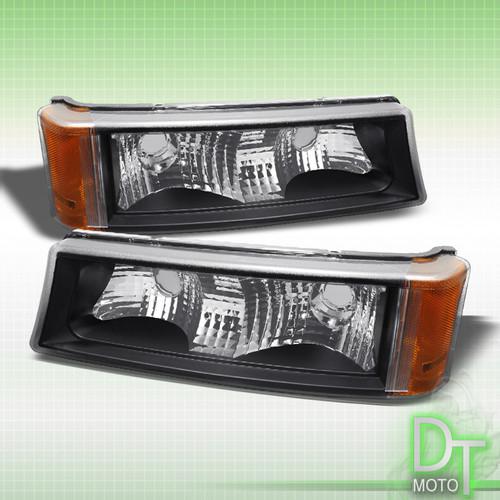 Black 03-06 silverado 03-05 avalanche bumper signal lights lamps left+right