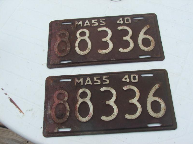 Rat hot rod set of 2 1940 40 massachusetts mass license plate ford model a bike