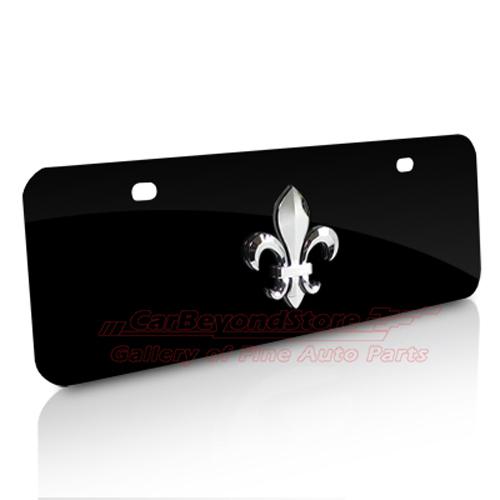 Louisiana 3d fleur-de-lis half-size black metal license plate, + free gift