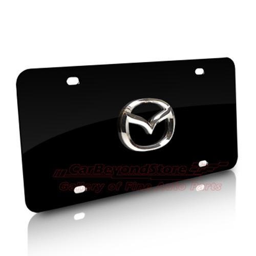 Mazda 3d logo black metal license plate, lifetime warranty, + free gift