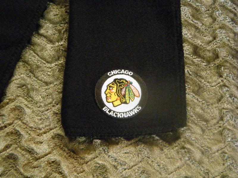 Chicago blackhawks black fleece scarves scarfs scarf  9" x 60" (inches)   hockey