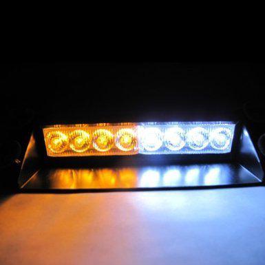  8-led emergency vehicle dash warning strobe flash light yellow amber+white