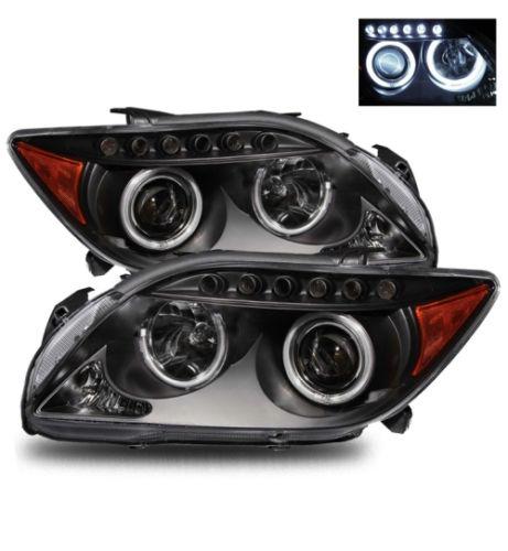 05-10 scion tc led ccfl angel eye halo black projector headlight amber reflector