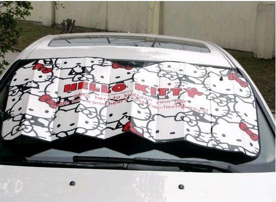 New black hello kitty reflective car automobile sun visor windshield cover 