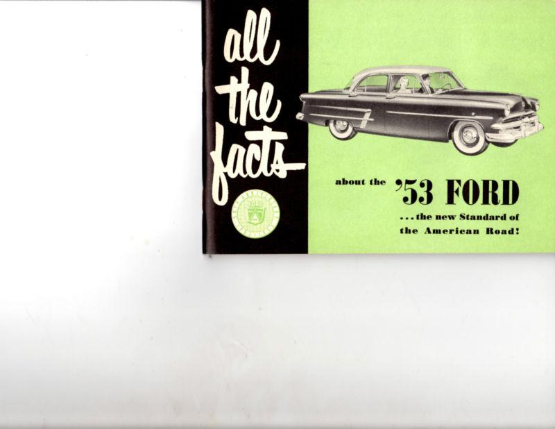 1953 ford car models original brochure exterior interior engine options 62 pages