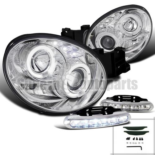 2002-2003 subaru impreza wrx rs halo projector headlights clear+led drl lamps