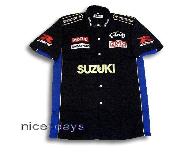 Men's suzuki motorcycle biker superbike racing sport pit crew shirt size l