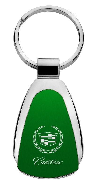 Cadillac green green tear drop metal key chain ring tag key fob logo lanyard