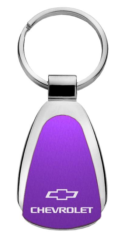 Chevrolet purple tear drop metal key chain ring tag key fob logo lanyard