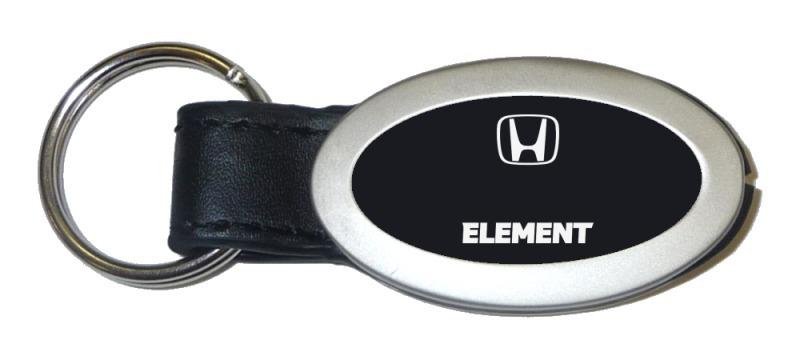 Honda element black oval leather metal key chain ring tag key fob logo lanyard