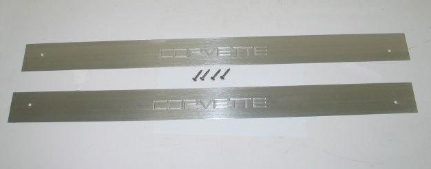 1968-1977 corvette door status sill plate silver