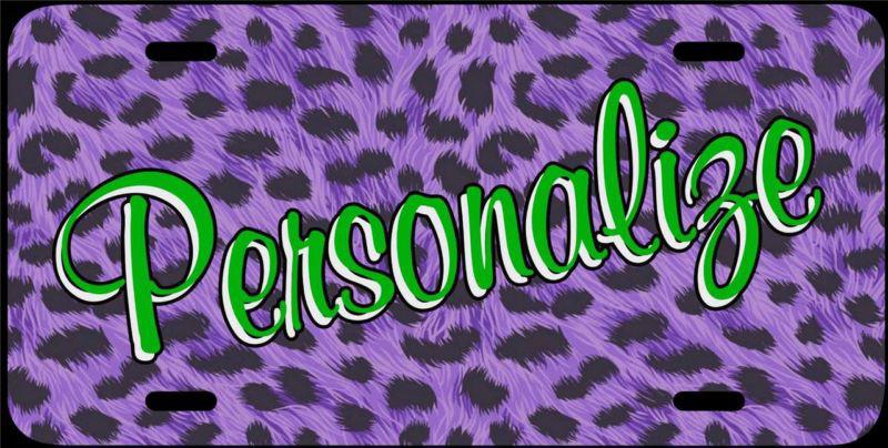 Purple cheetah print custom vanity personalized metal auto license plate *hot*