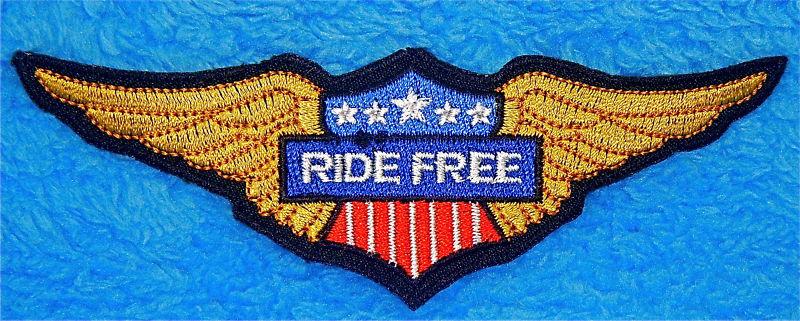 Ride free flag & wings embroidered patch  seven colors