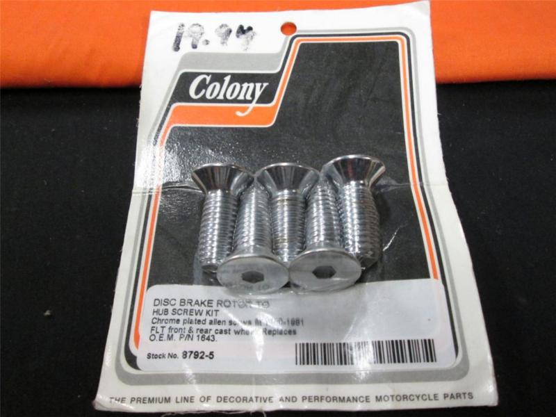 Harley 80-81 flt rotor to hub screws chr colony 8792-5