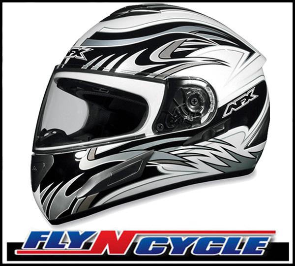 Afx fx-100 sun shield pearl white multi 2xl full face motorcycle helmet dot xxl