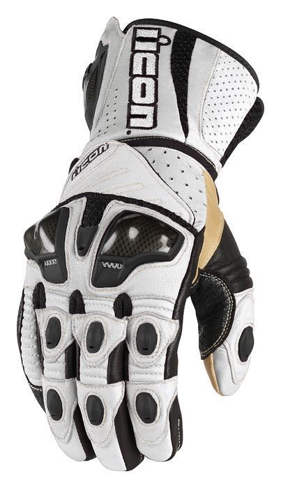 Icon overlord long motorcycle gloves white xl/x-large