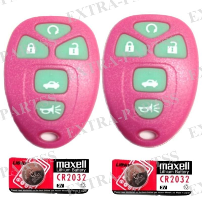 2 new pink glow gm remote start keyless entry fob clickers + 2 spare batteries