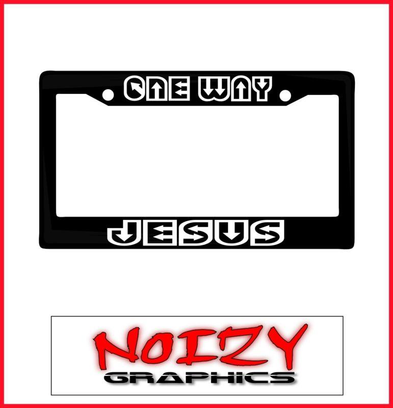 Christian license plate frame car sticker truck decal arrow font one way jesus