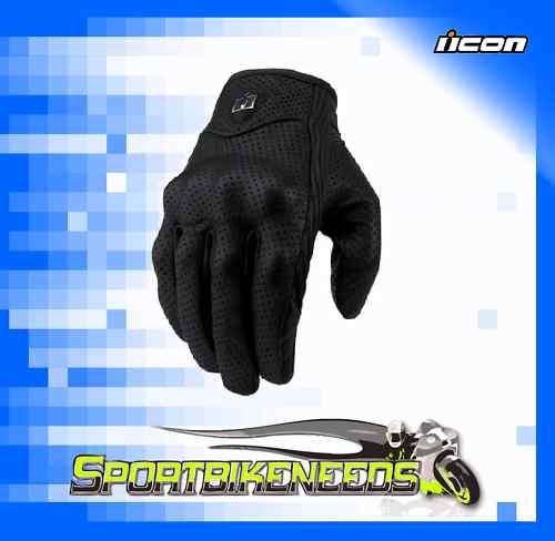 Icon pursuit black perforated leather glove new xxl 2xl