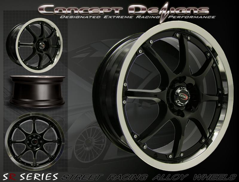 18" evoke c8 wheels rims 10h/5 lug black (5x114.3/115) new