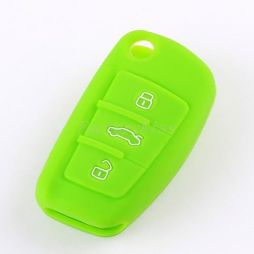 Grs silicone protective cover 3 button remote key case fit audi a6 a6l q7 green