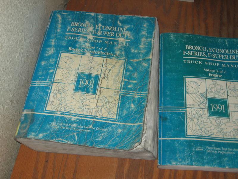 1991 ford bronco econoline f 150 250 350 truck shop service manual set of 2