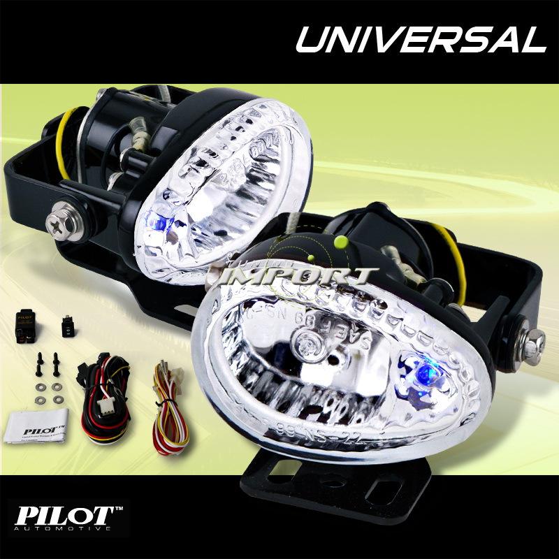 Universal pilot 2.75"x1.75" blue led fog lights driver+passenger w/bulbs lh+rh