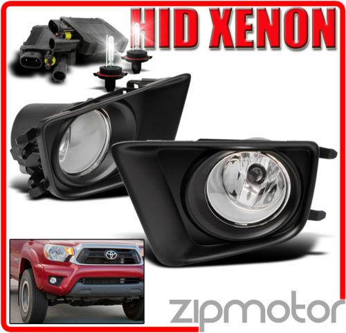 2012-2013 toyota tacoma bumper clear fog lights+6000k hid+cover+harness+switch